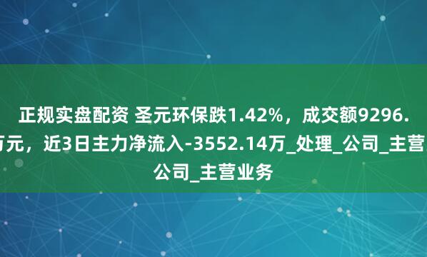 正规实盘配资 圣元环保跌1.42%，成交额9296.76万元，近3日主力净流入-3552.14万_处理_公司_主营业务
